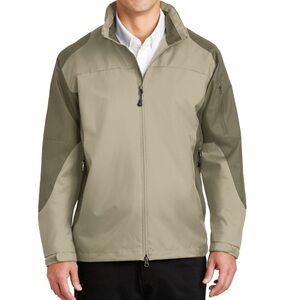 NWT Port Authority Men’s Soft Shell Two-Tone Cream-Tan Jacket with fleece lining